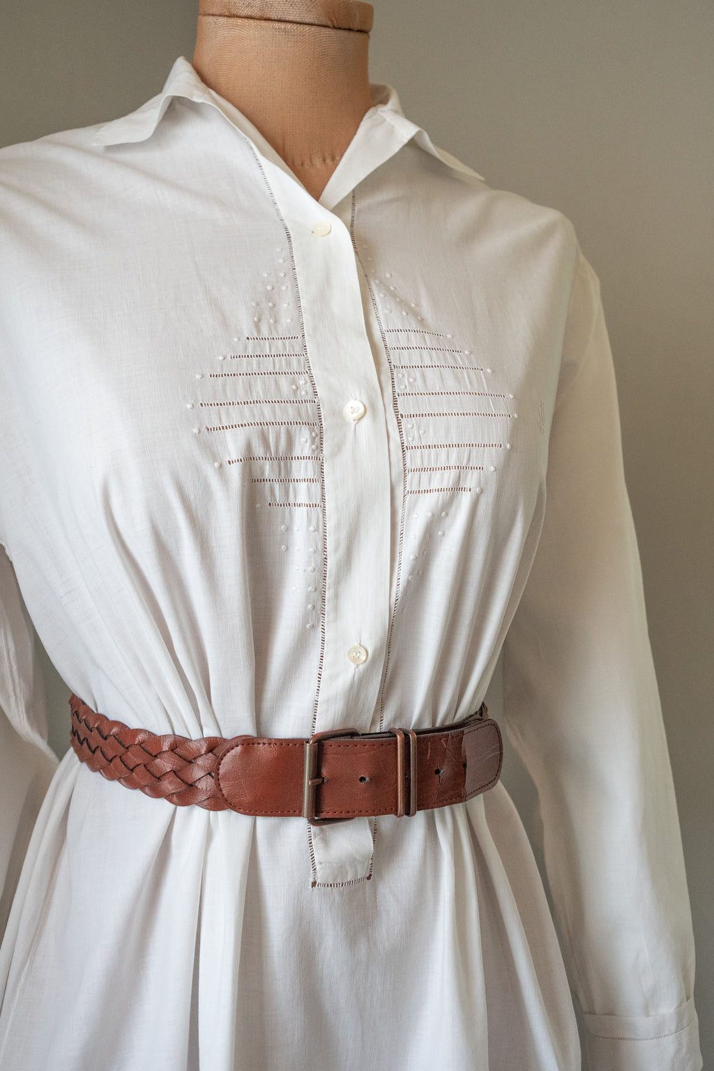 Antique White Cotton Shirt Dress