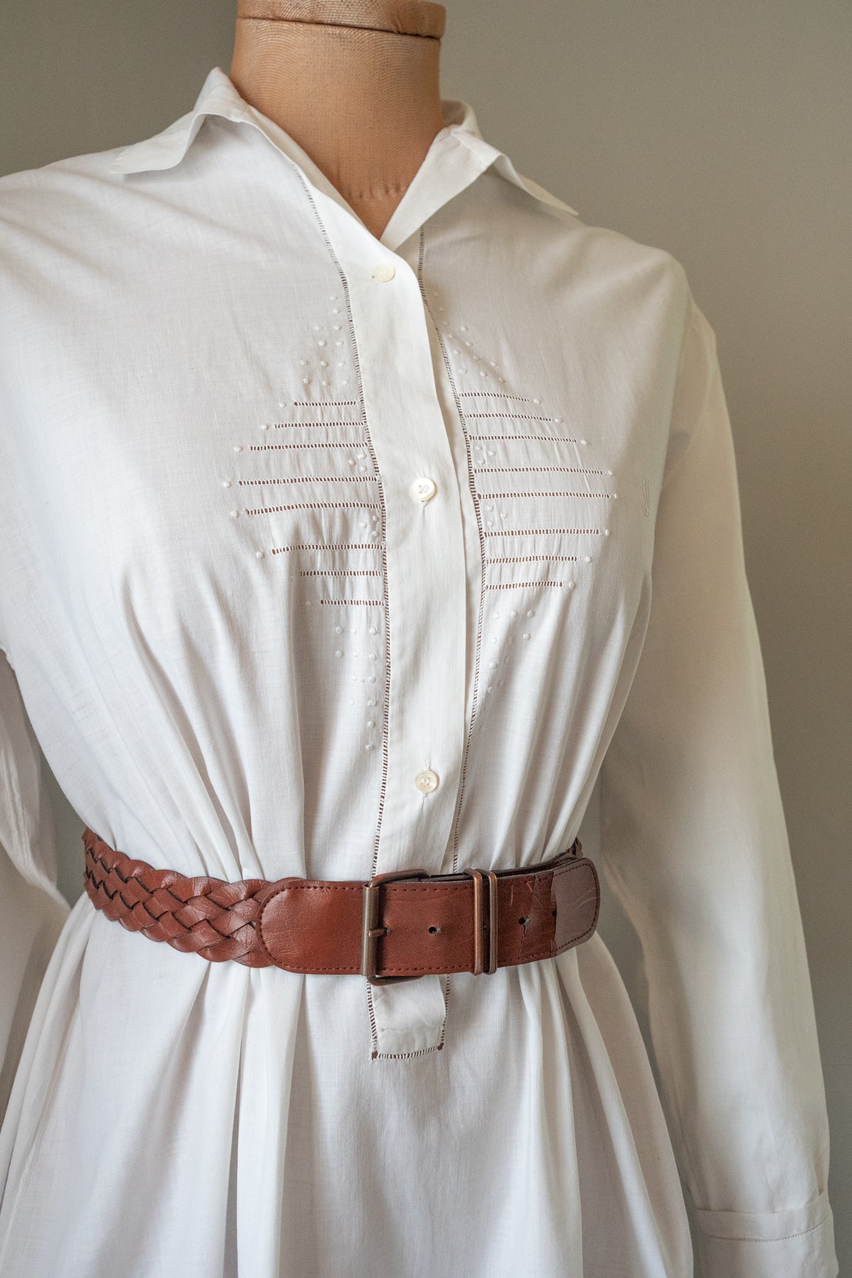 Antique White Cotton Shirt Dress