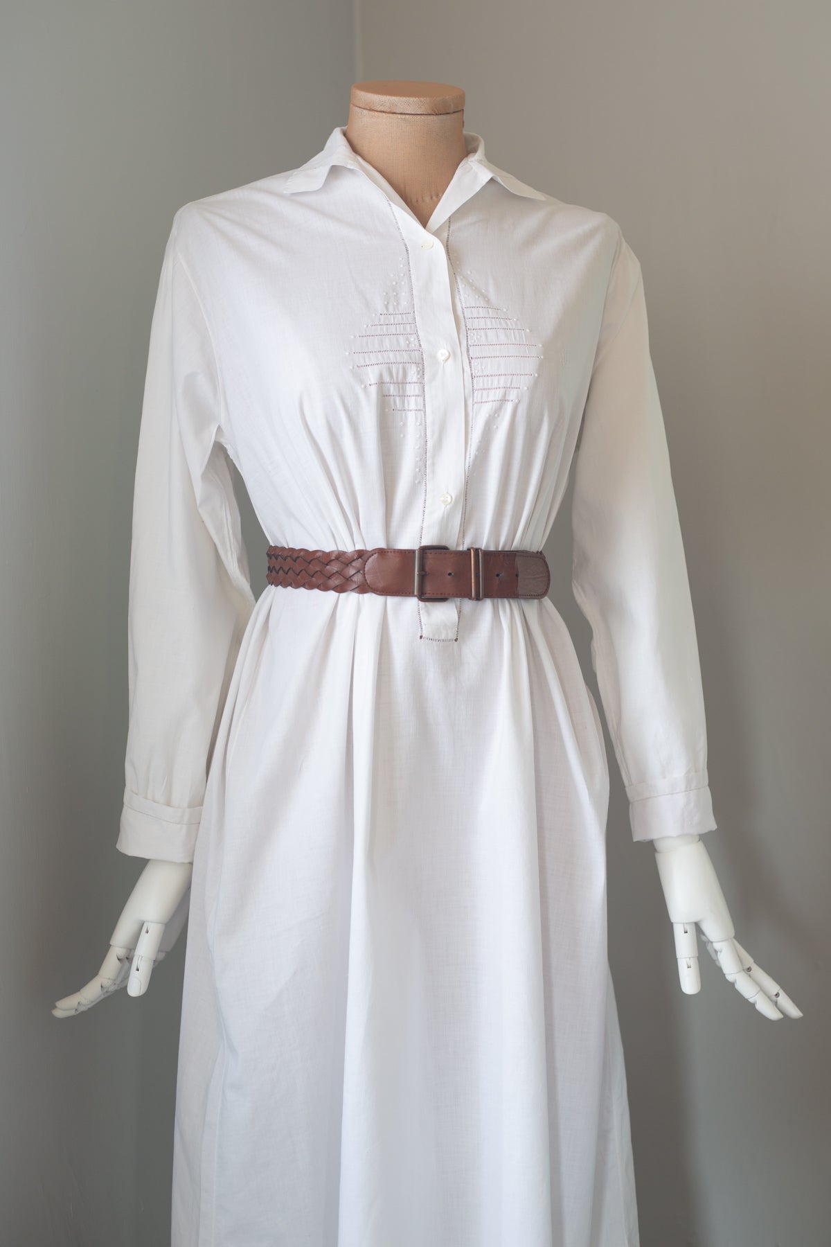 Antique White Cotton Shirt Dress