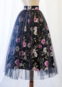 Si - Rose Linen Tulle Midi Skirt