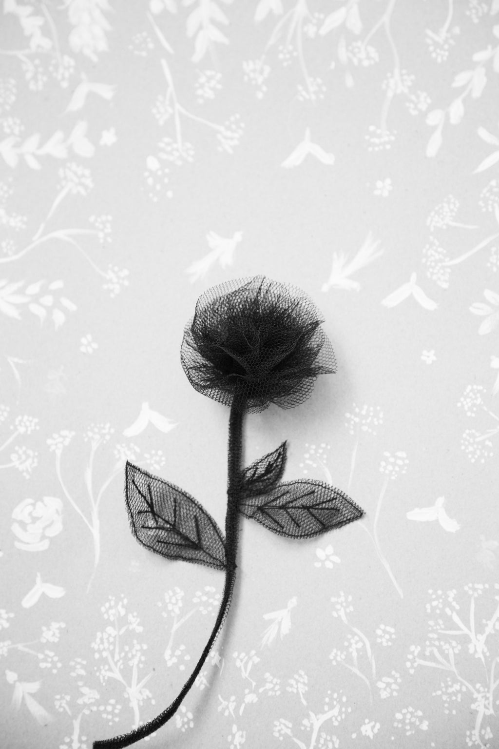 Black tulle Rose Corsage