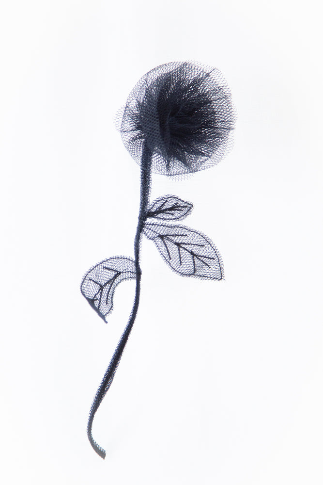 Black tulle Rose Corsage