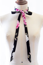 Rose Print Linen Skinny Tie
