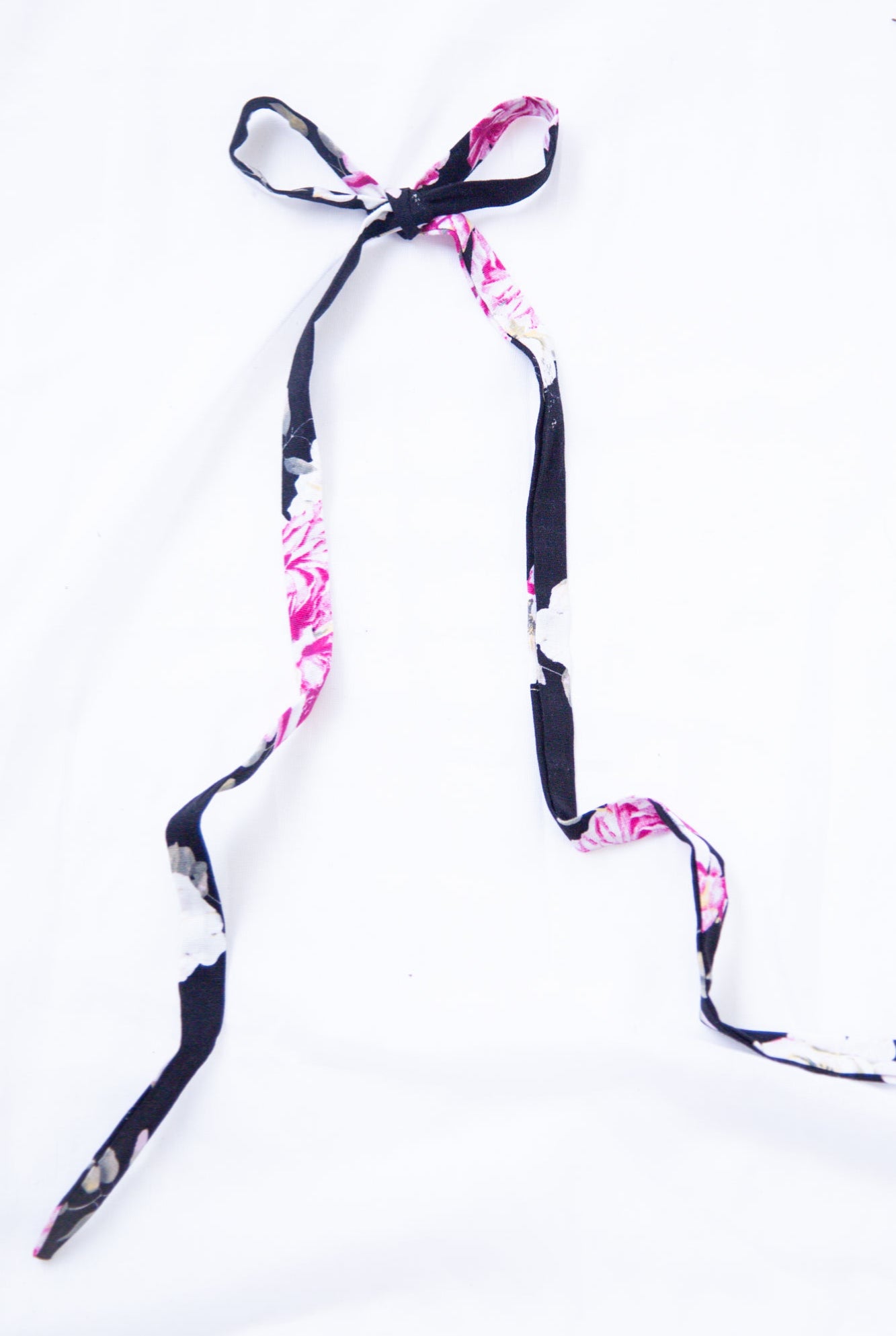 Rose Print Linen Skinny Tie