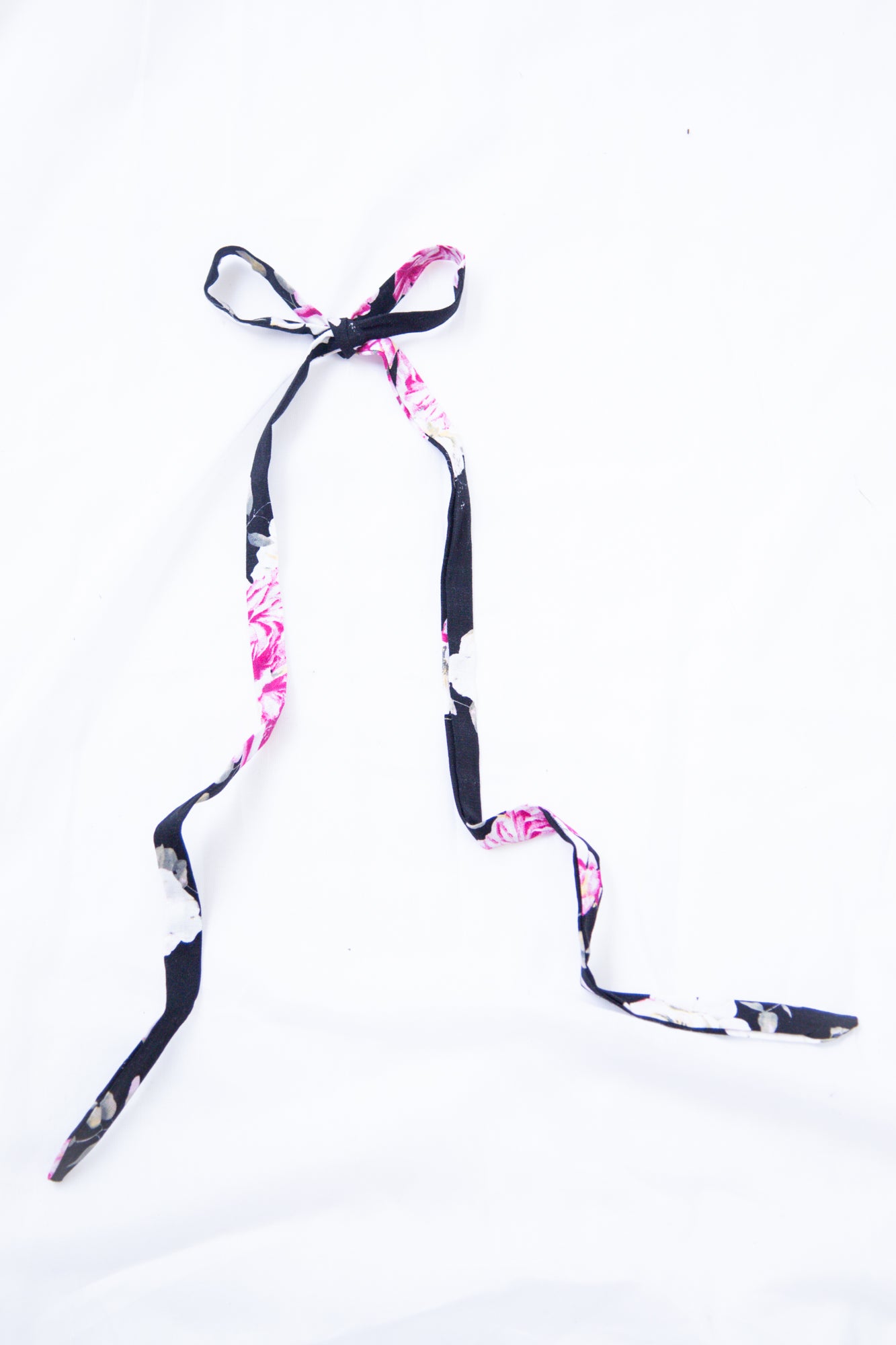 Rose Print Linen Skinny Tie