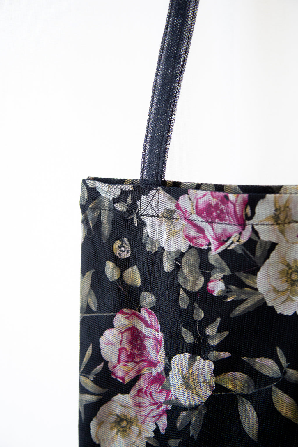 Roses Linen Tulle Tote Bag