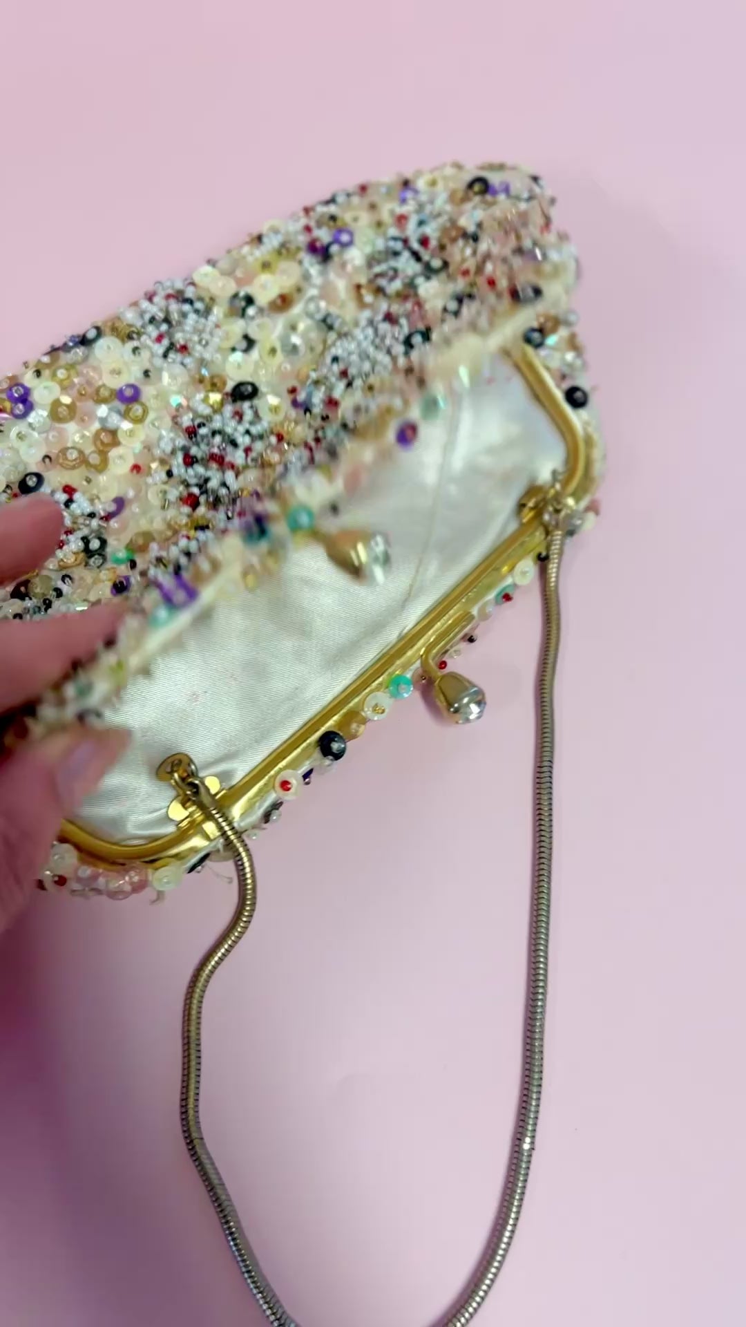 Vintage 1960s Confetti Beaded Clutch Bag