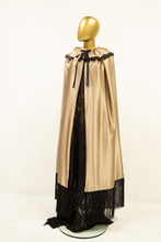 Silk Satin Fringed Opera Cape Black / Gold