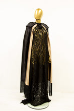 Silk Satin Fringed Opera Cape Black / Gold