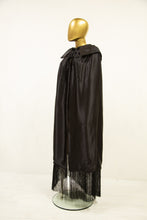 Silk Satin Fringed Opera Cape Black / Gold