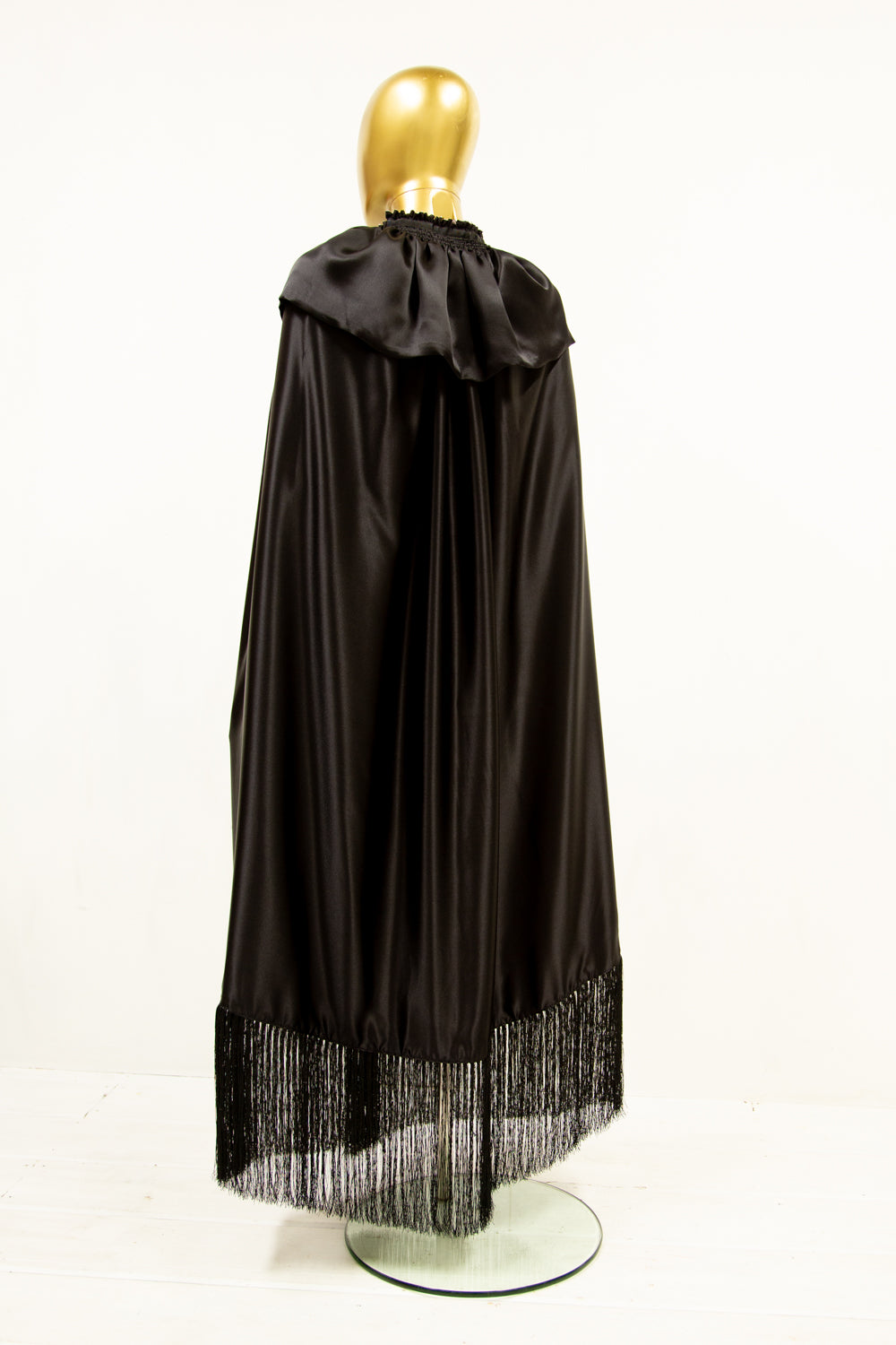 Silk Fringed Opera Cape Black / Pink