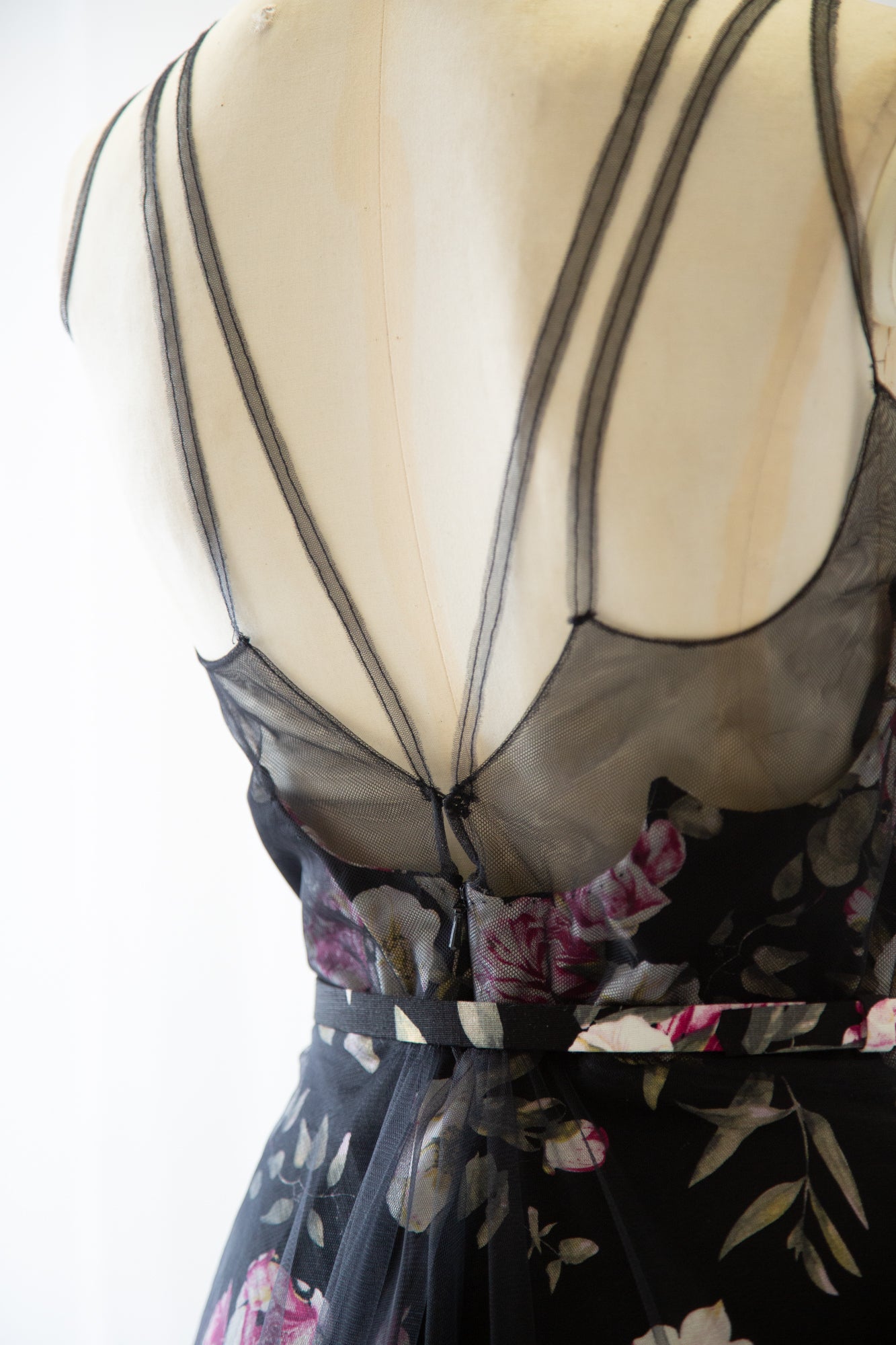 Titania Rose - Black Linen Tulle Gown