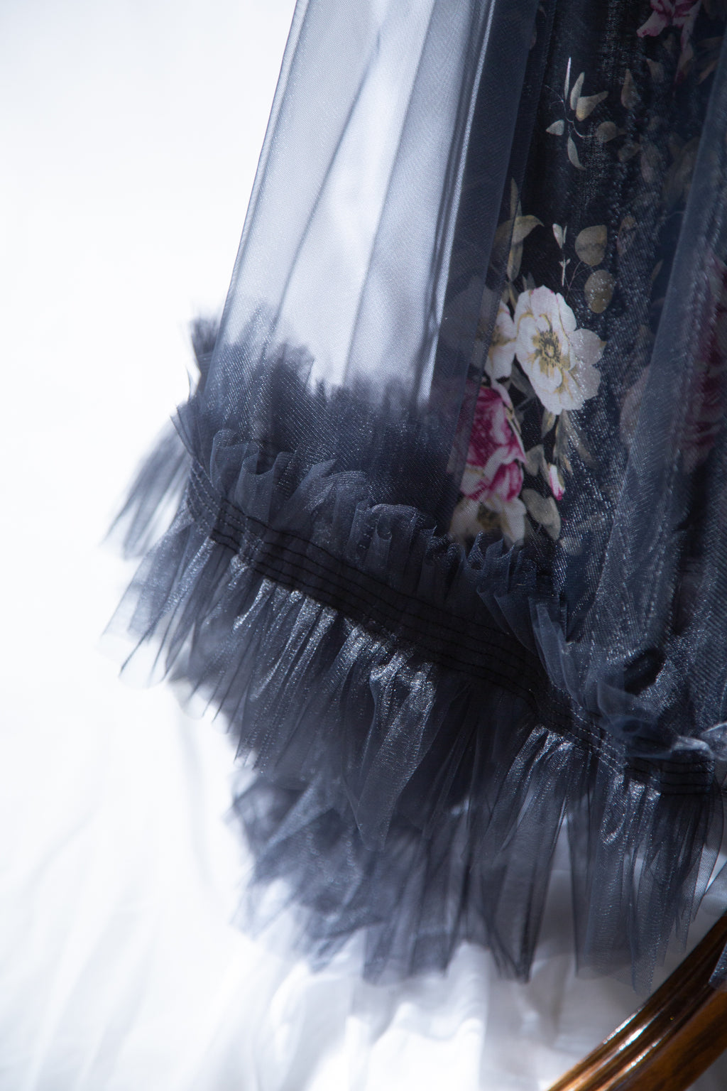 Titania Rose - Black Linen Tulle Gown