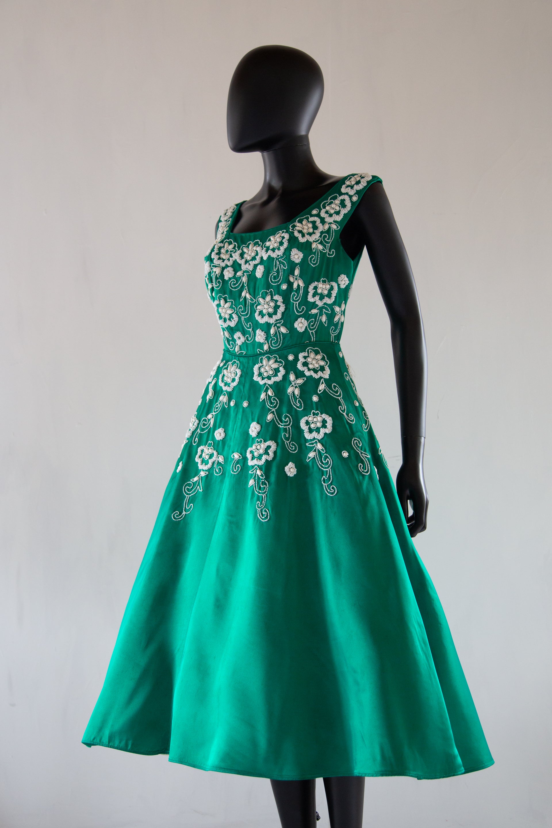 green emerald velvet dress Vintage 1950s Green Beaded Cocktail Dress – ALEXANDRA-KING