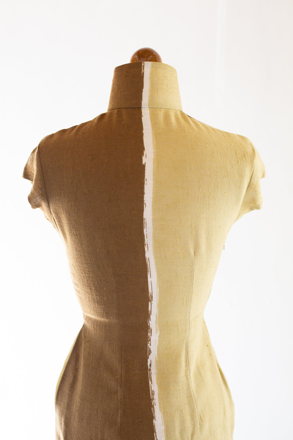 Vintage 1950s Printed Linen Qipao Dress
