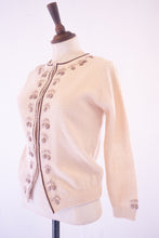 Vintage 1950s Cream Embroidered Wool Cardigan