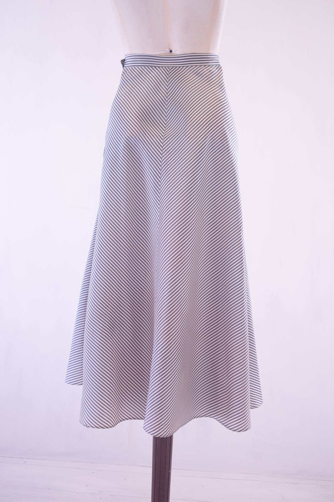 Vintage 1940s Rayon Stripe Midi Skirt