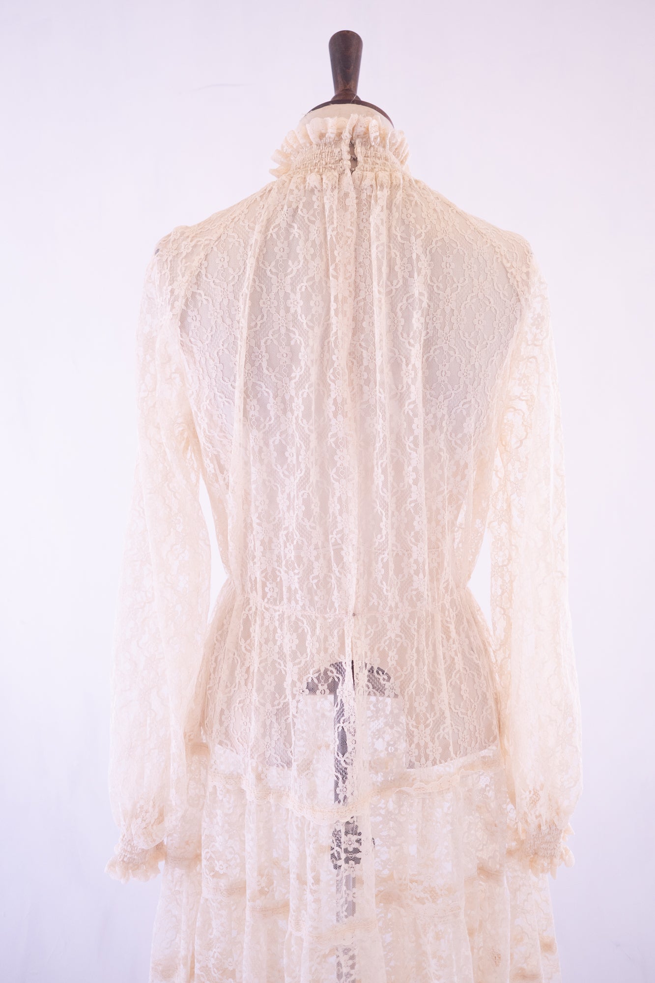 Vintage 1970s Cream Lace Maxi Dress