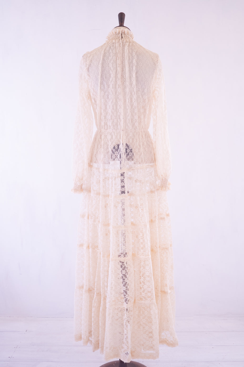 Vintage 1970s Cream Lace Maxi Dress