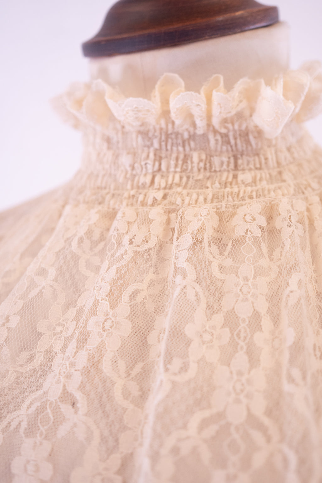 Vintage 1970s Cream Lace Maxi Dress