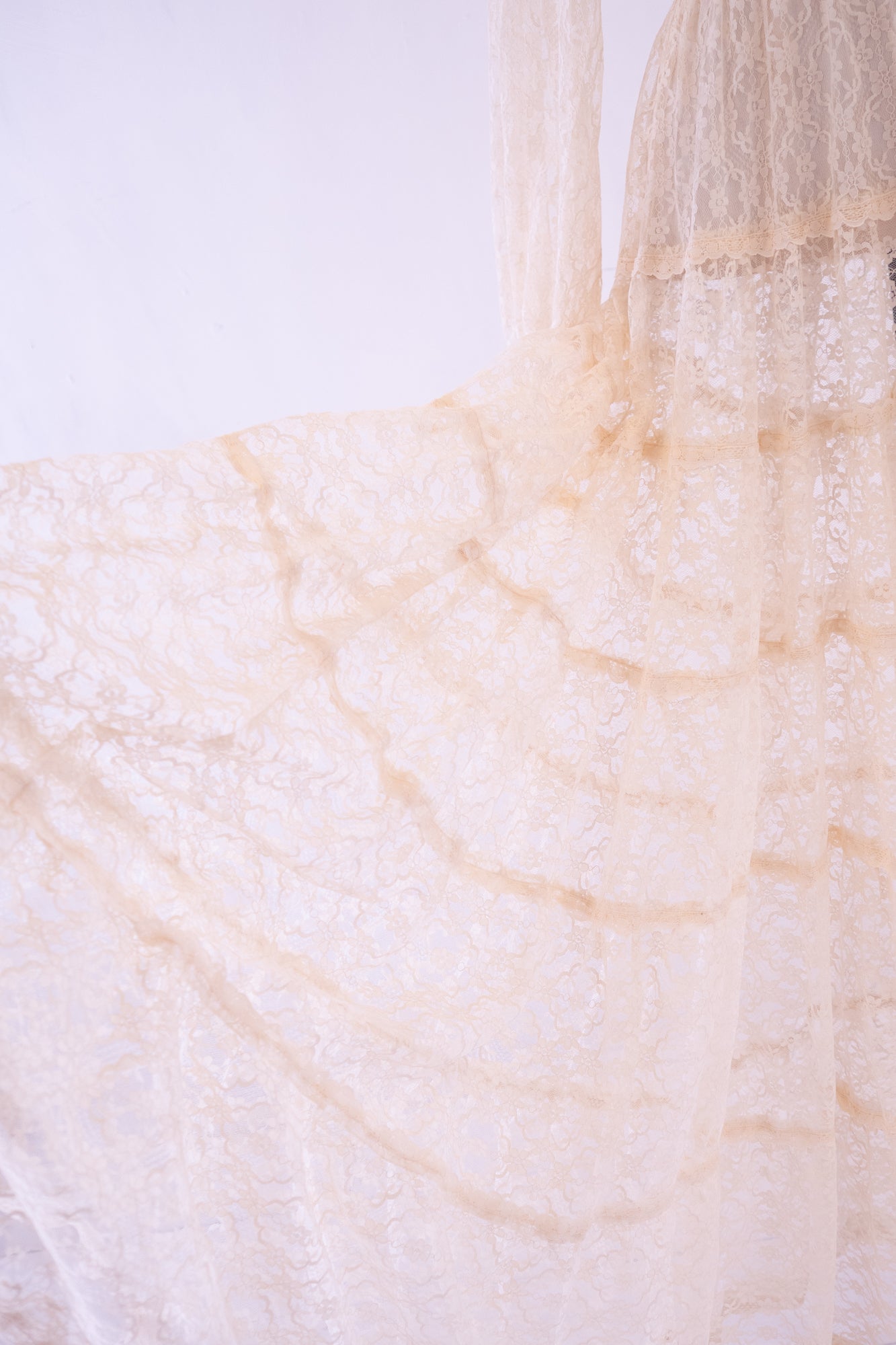 Vintage 1970s Cream Lace Maxi Dress
