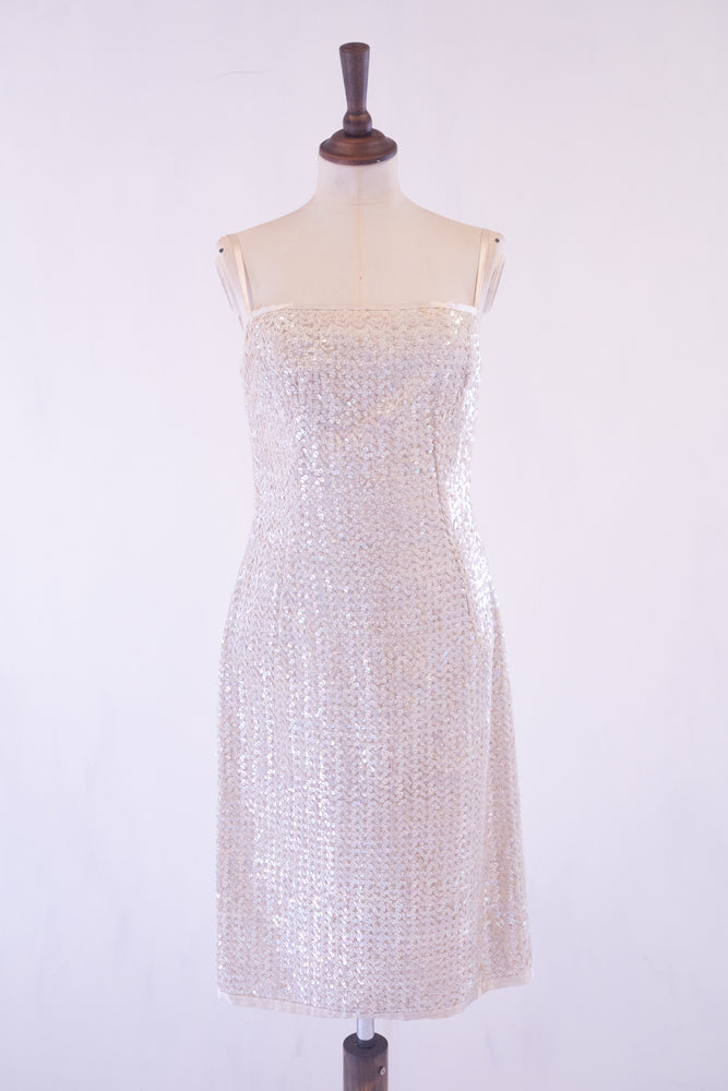 Vintage 1960s Pearl Sequin Cocktail Dress