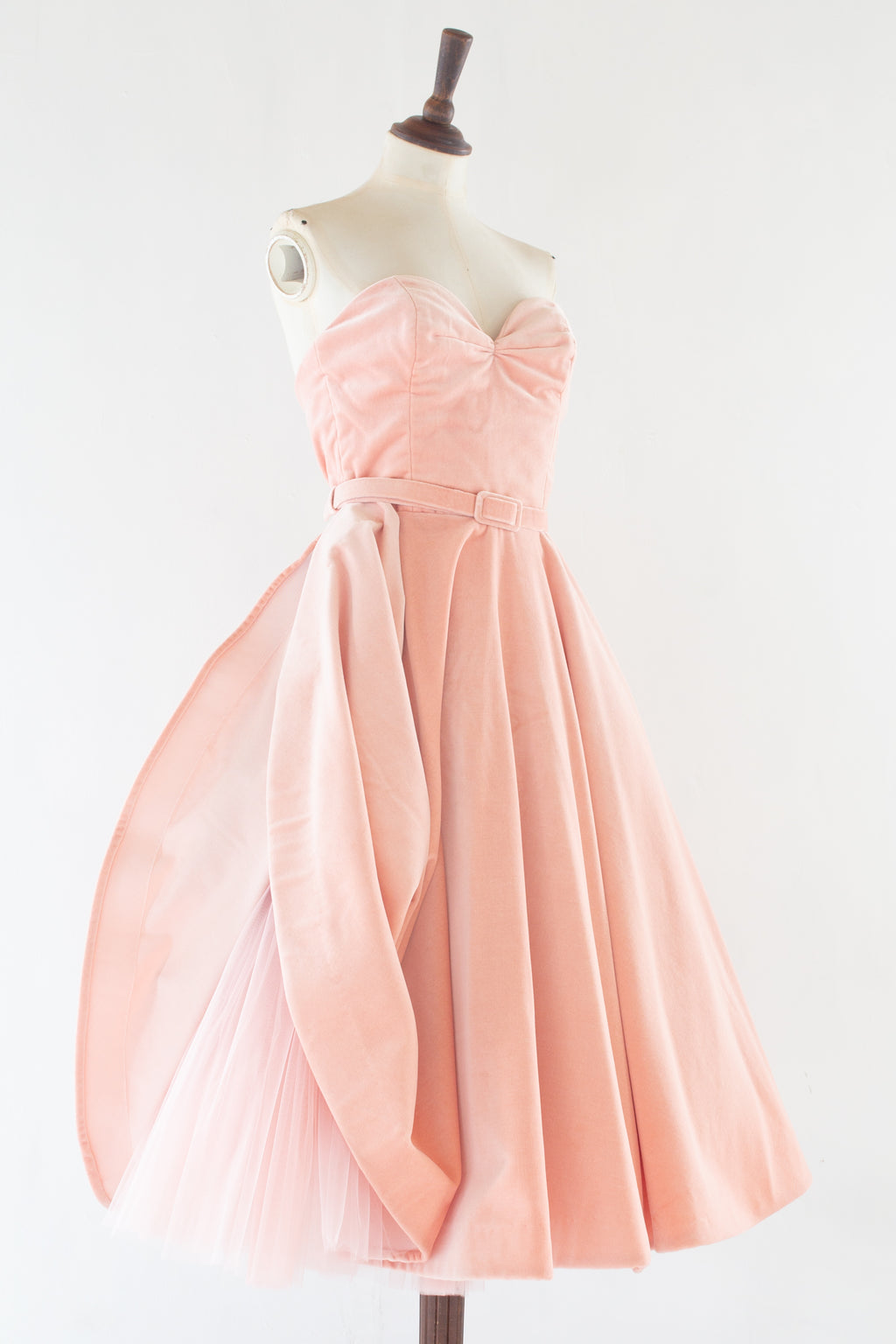 Alina - Strapless Pink Velvet Ballerina Dress