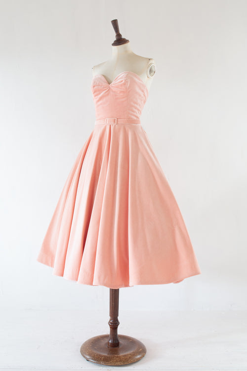 Alina - Strapless Pink Velvet Ballerina Dress