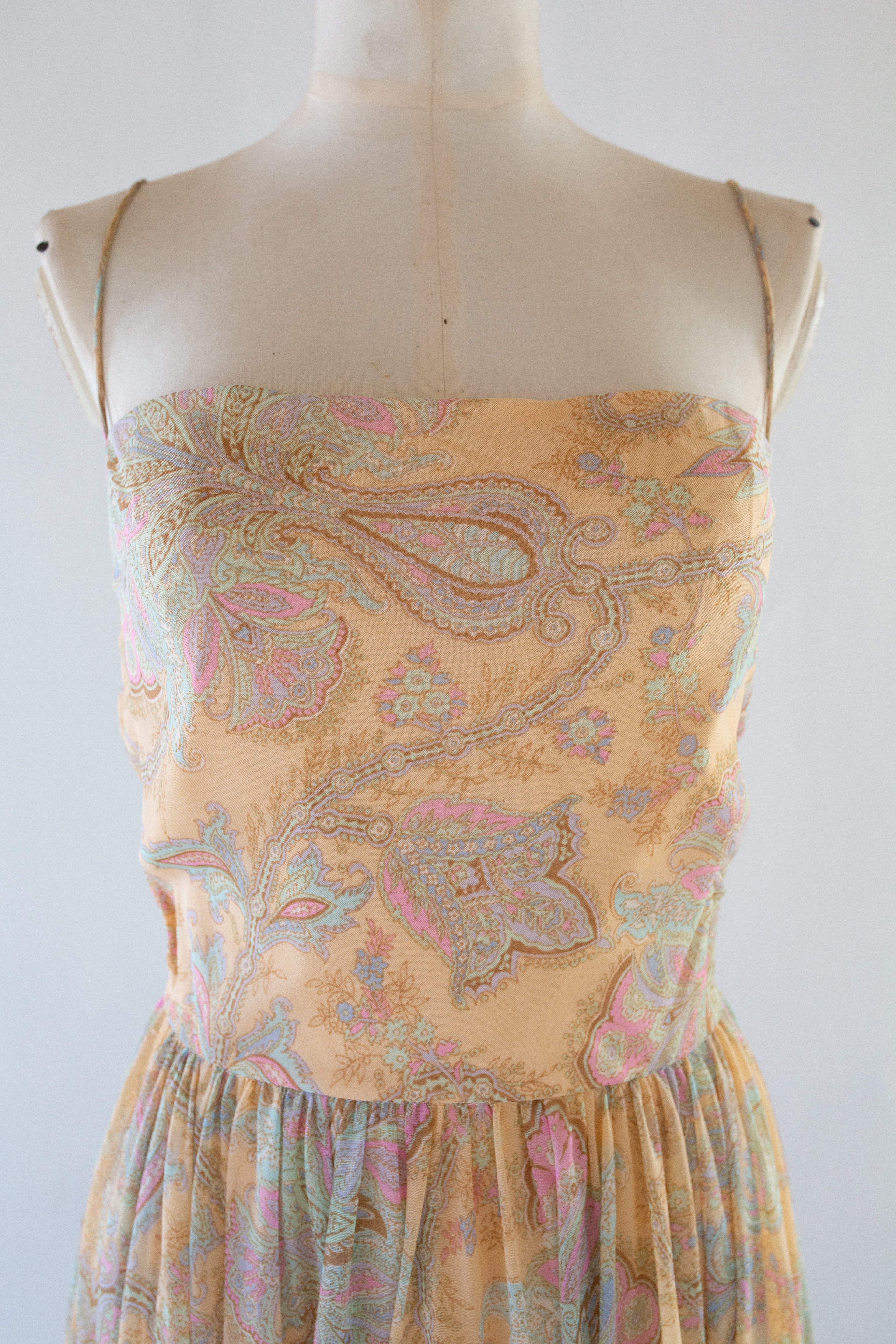 Vintage 1970s Paisley Print Maxi Dress and Jacket
