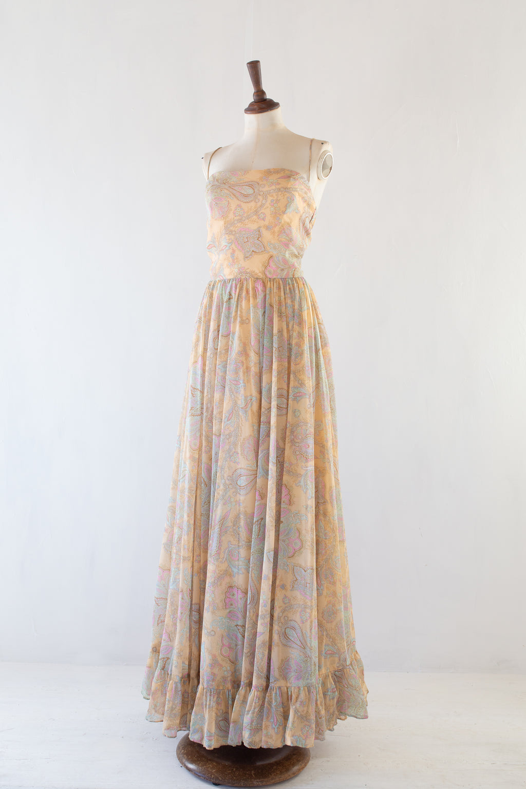 Vintage 1970s Paisley Print Maxi Dress and Jacket
