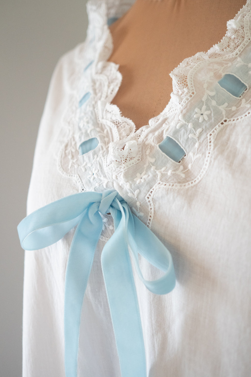 Antique White Embroidered Cotton Lawn Dress