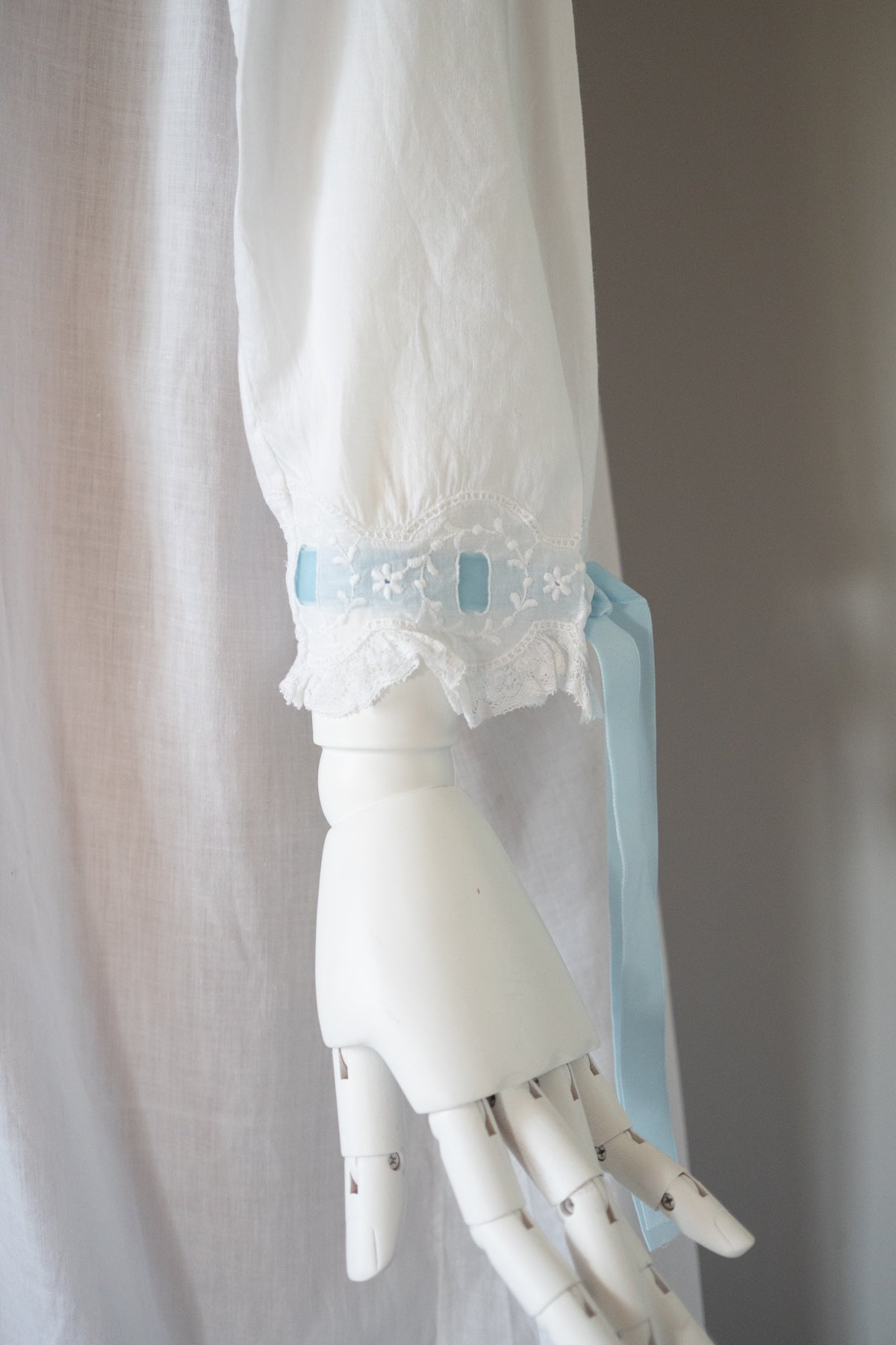 Antique White Embroidered Cotton Lawn Dress