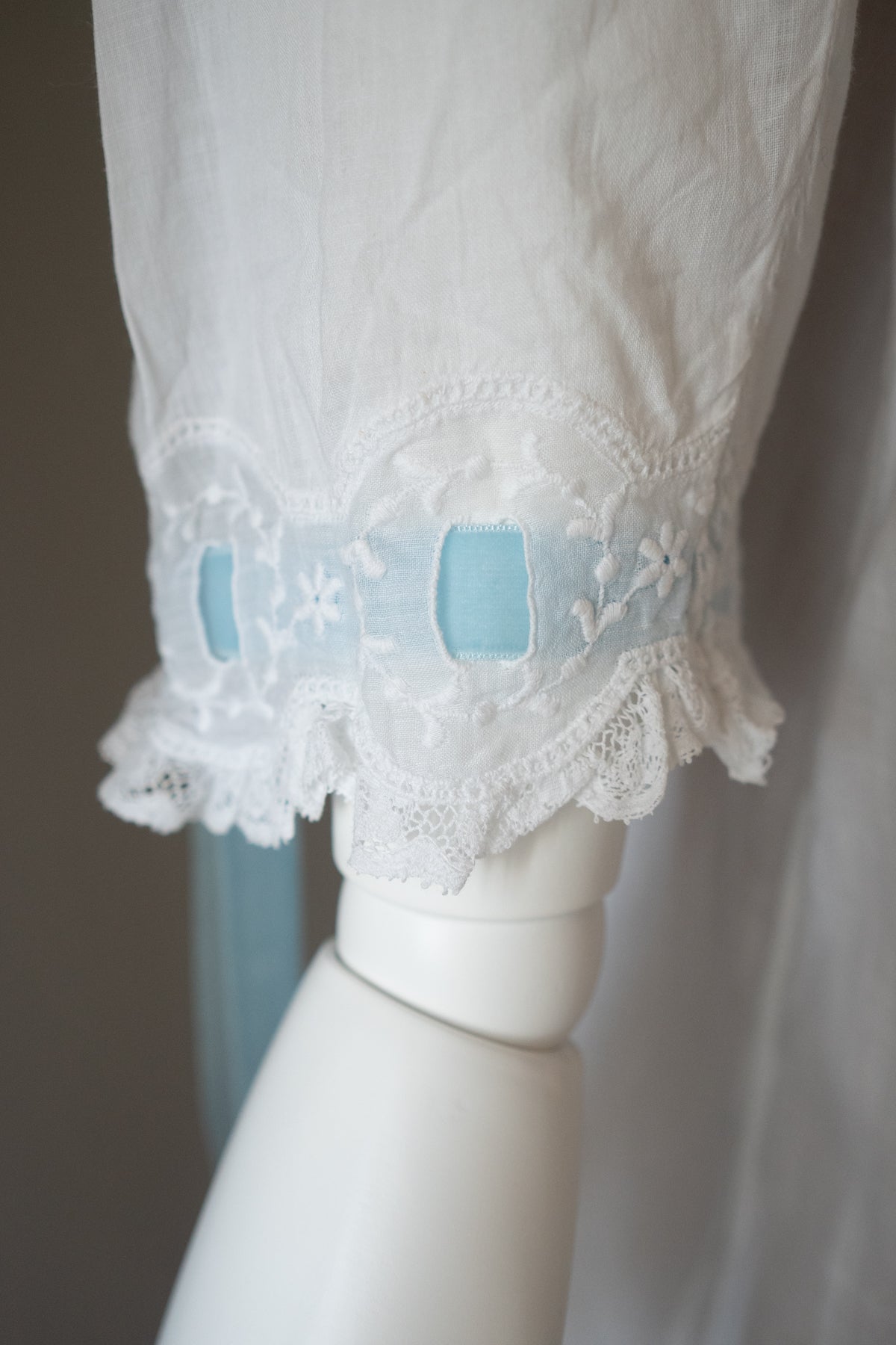 Antique White Embroidered Cotton Lawn Dress