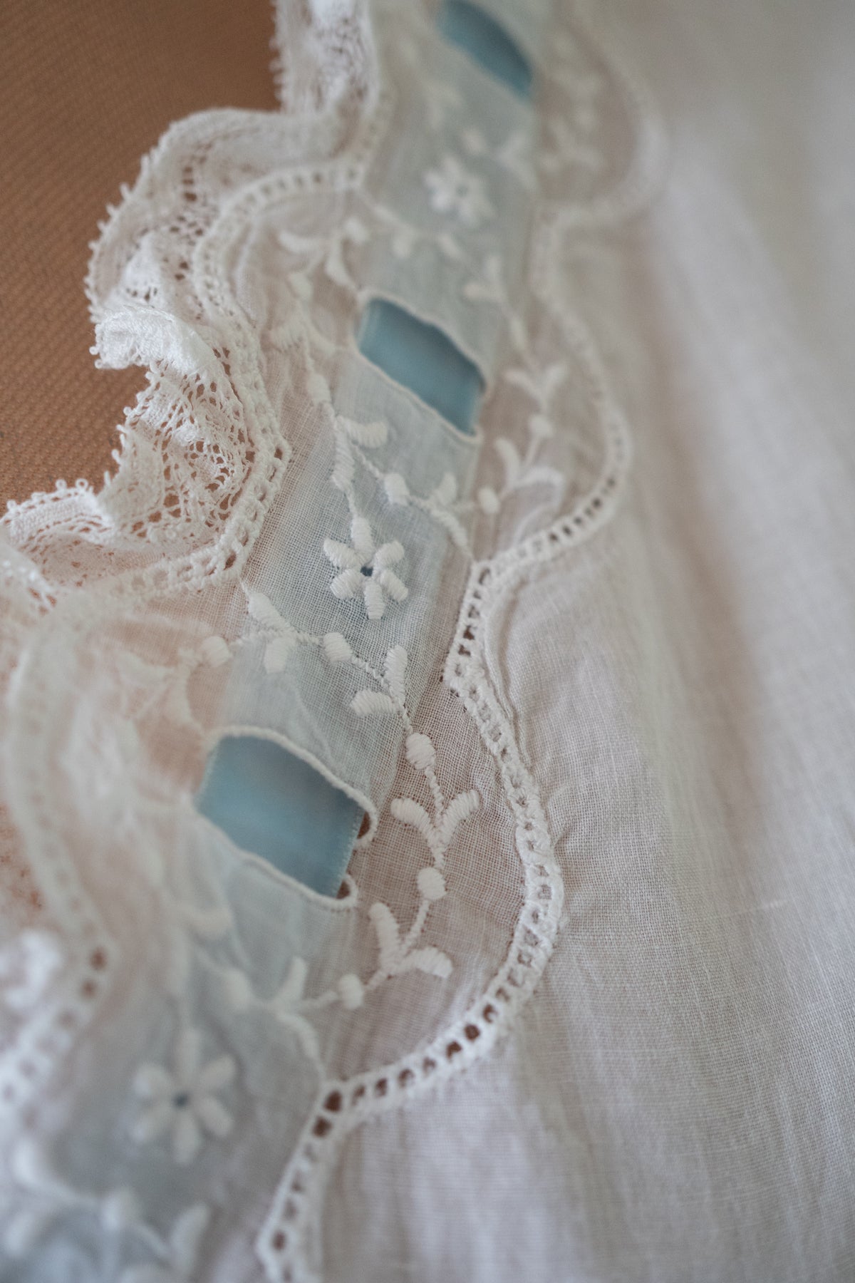 Antique White Embroidered Cotton Lawn Dress