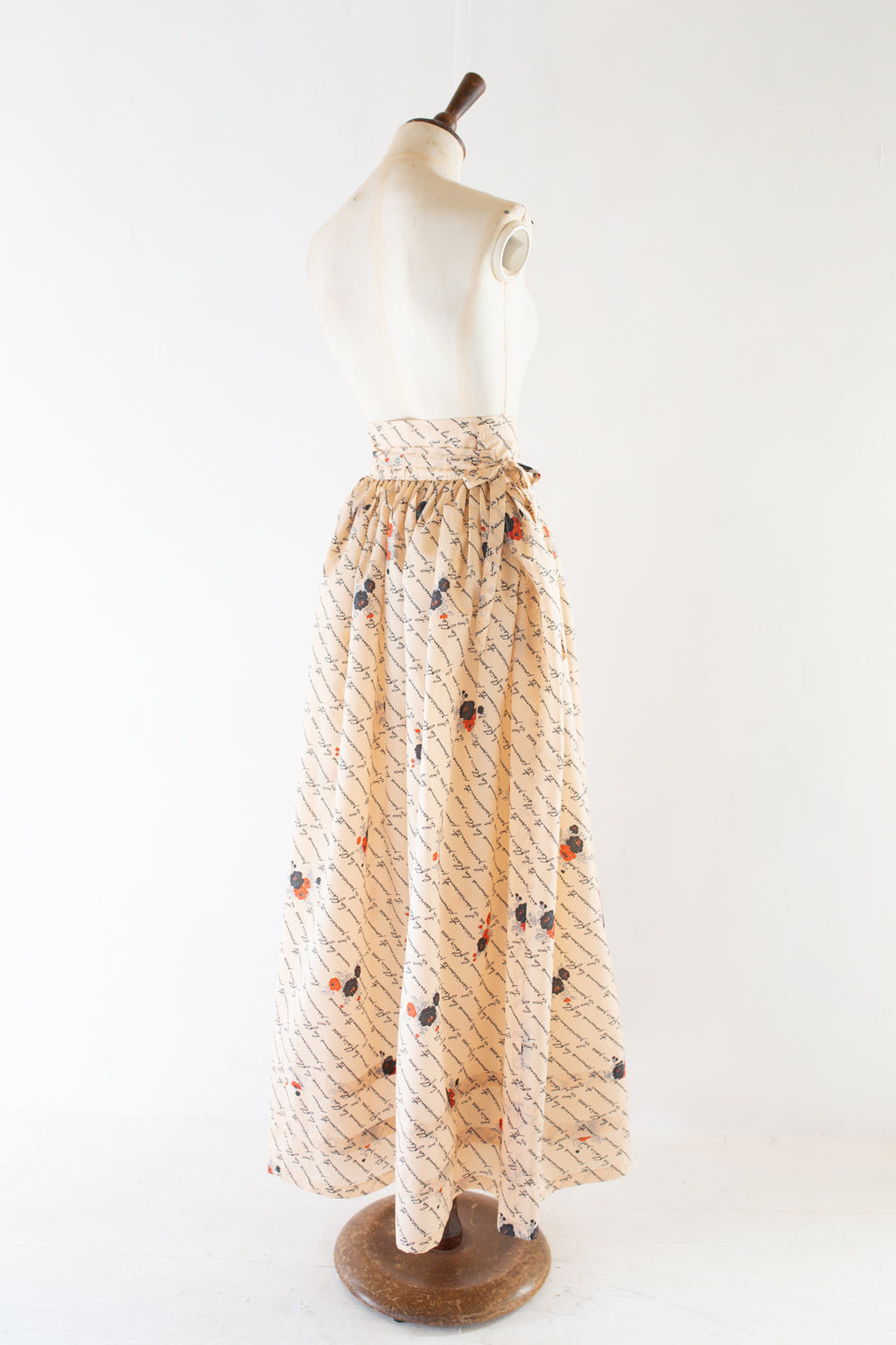 Vintage 1970s Writing Print Playmaid Maxi Skirt