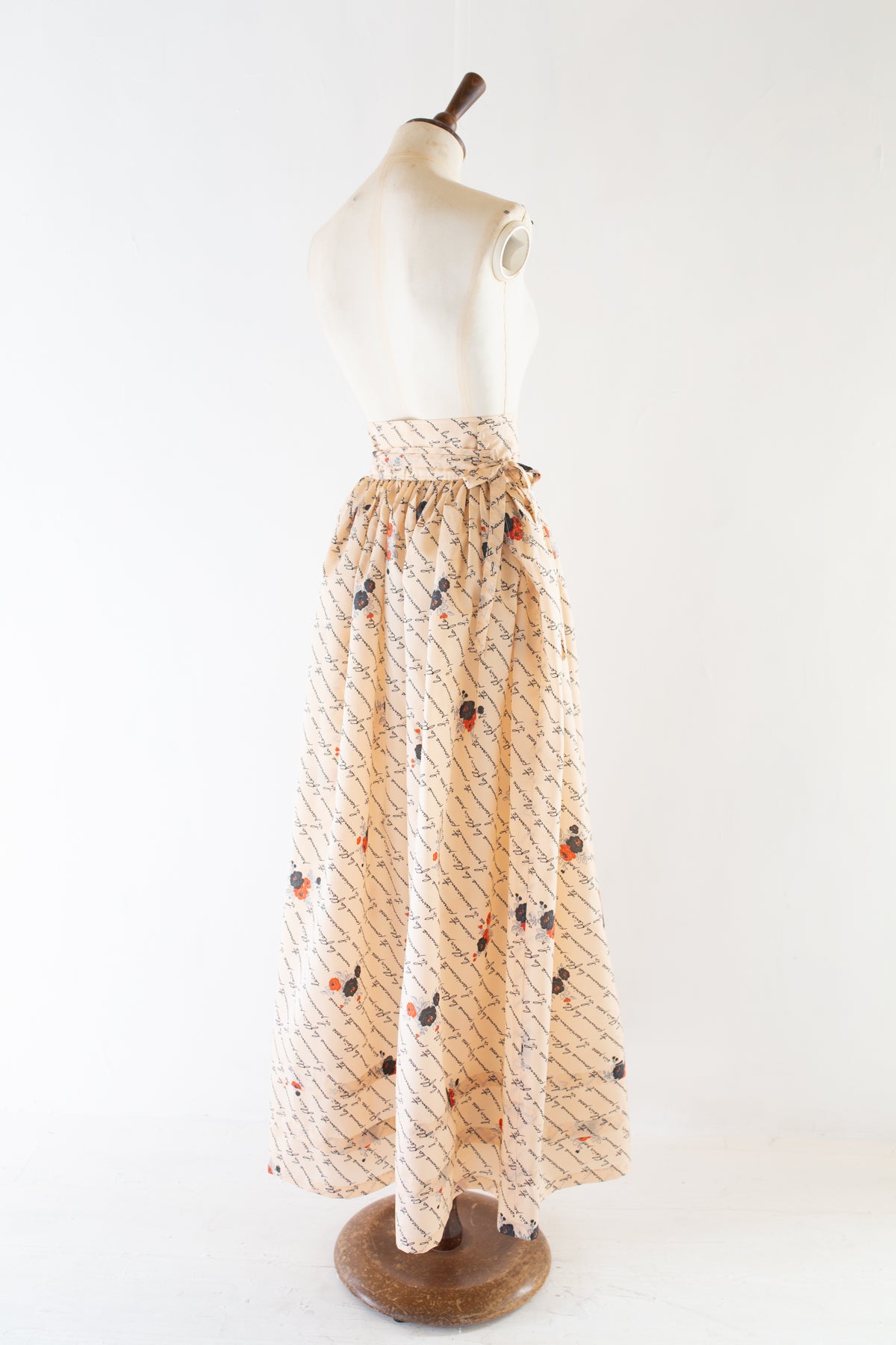 Vintage 1970s Writing Print Playmaid Maxi Skirt
