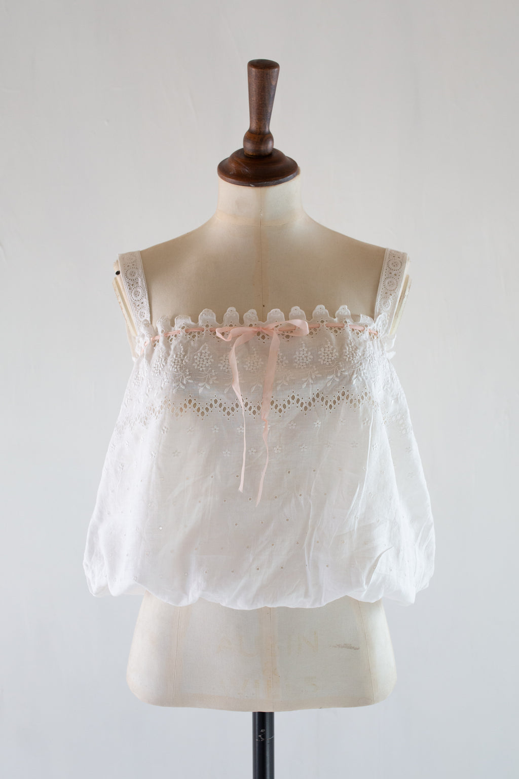 Antique Vintage White Embroidered Camisole Top