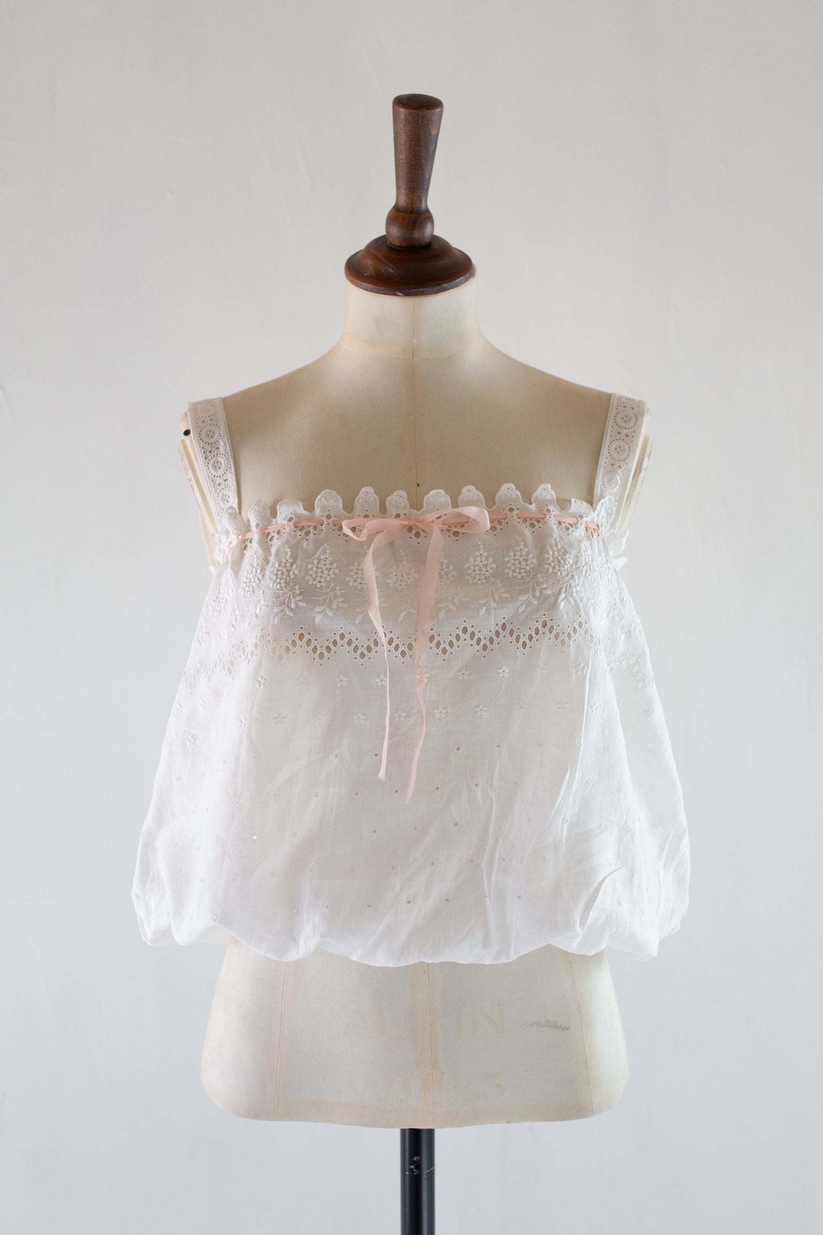 Antique Vintage White Embroidered Camisole Top