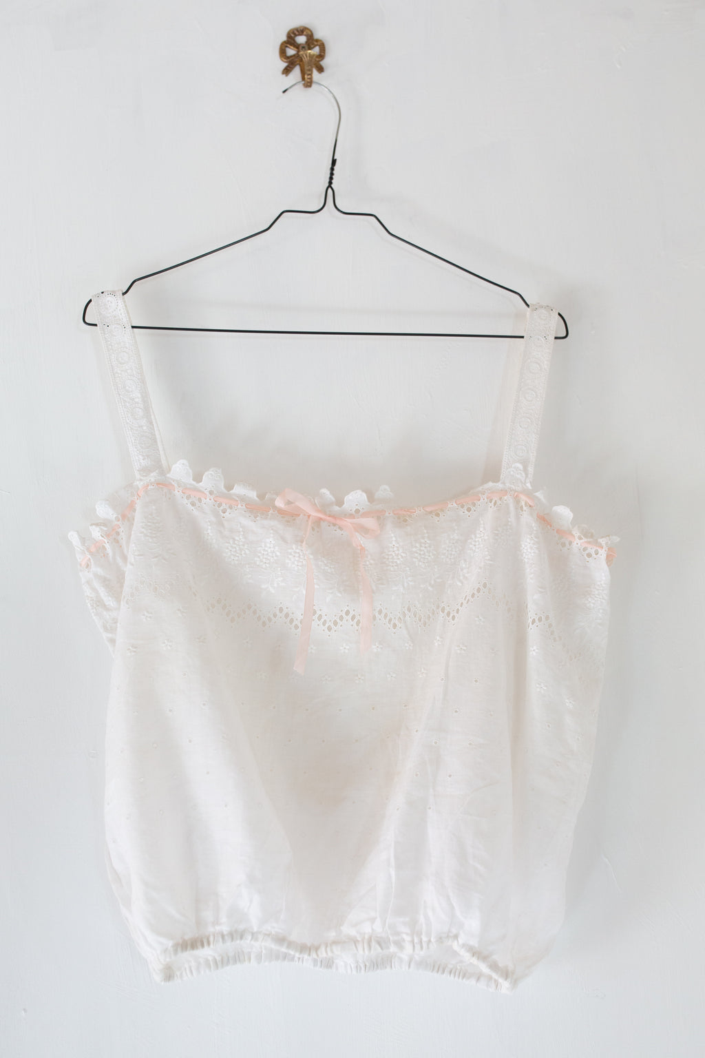 Antique Vintage White Embroidered Camisole Top