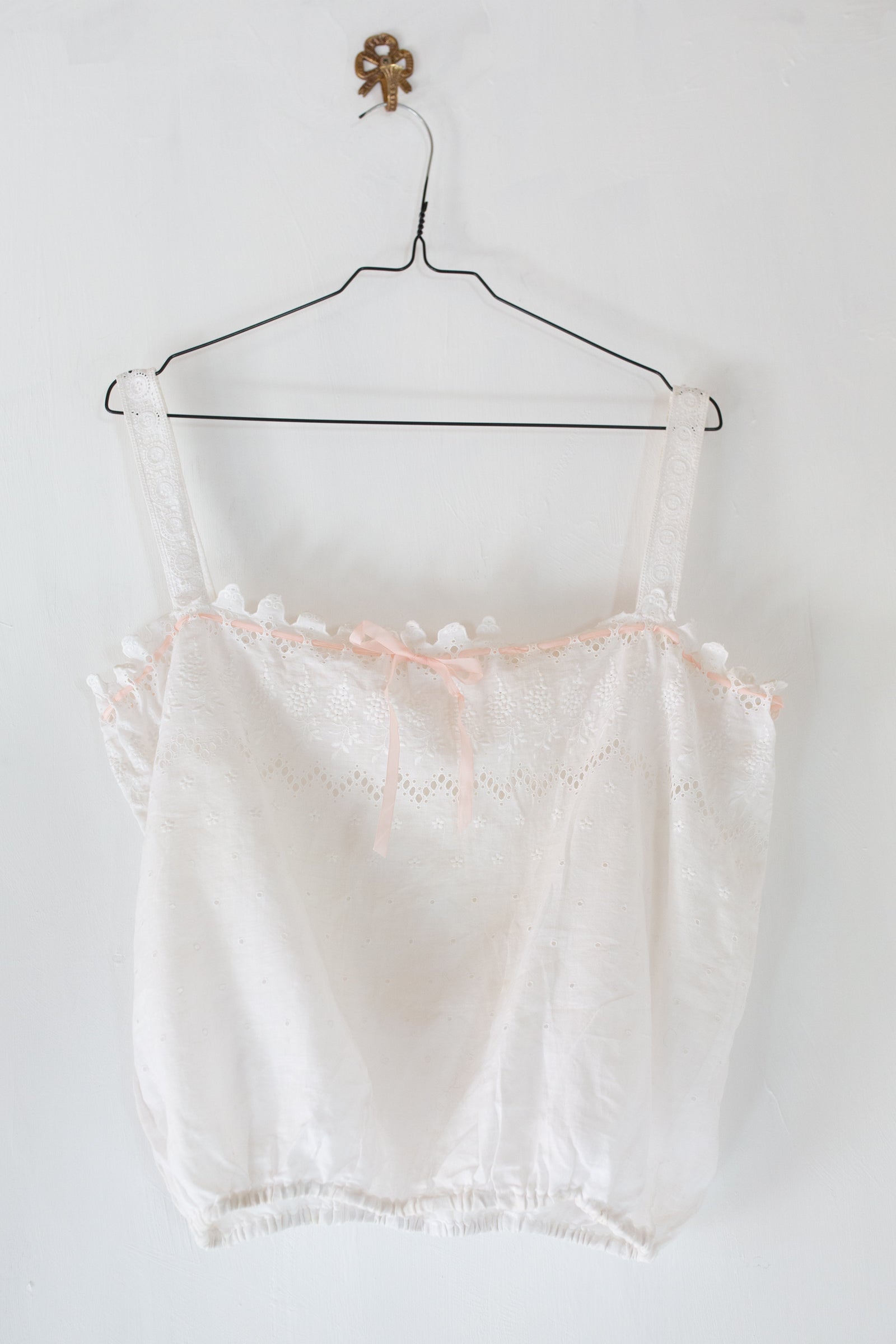 Antique Vintage White Embroidered Camisole Top