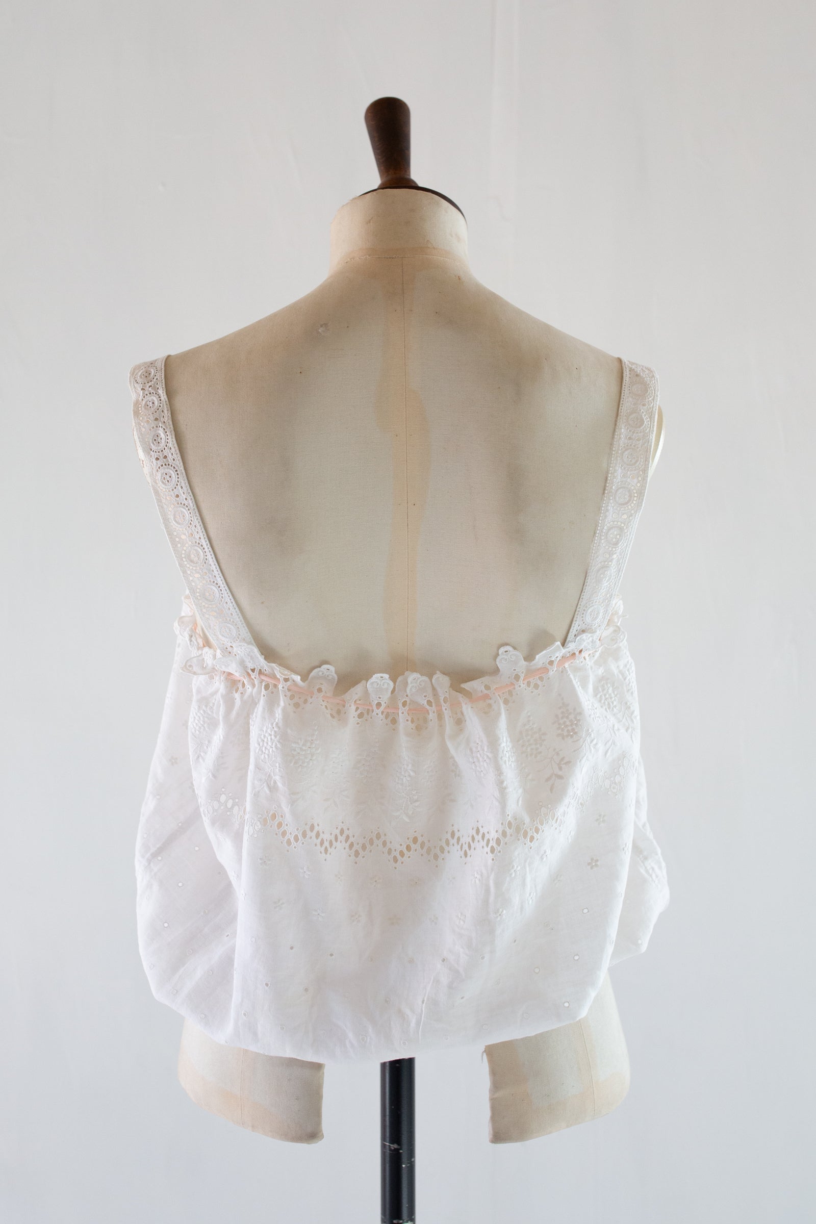 Antique Vintage White Embroidered Camisole Top