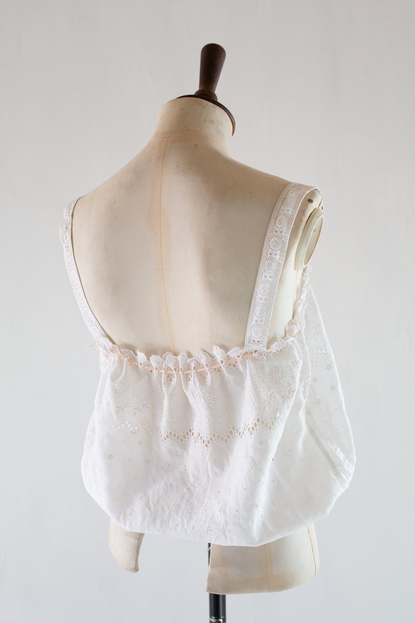 Antique Vintage White Embroidered Camisole Top