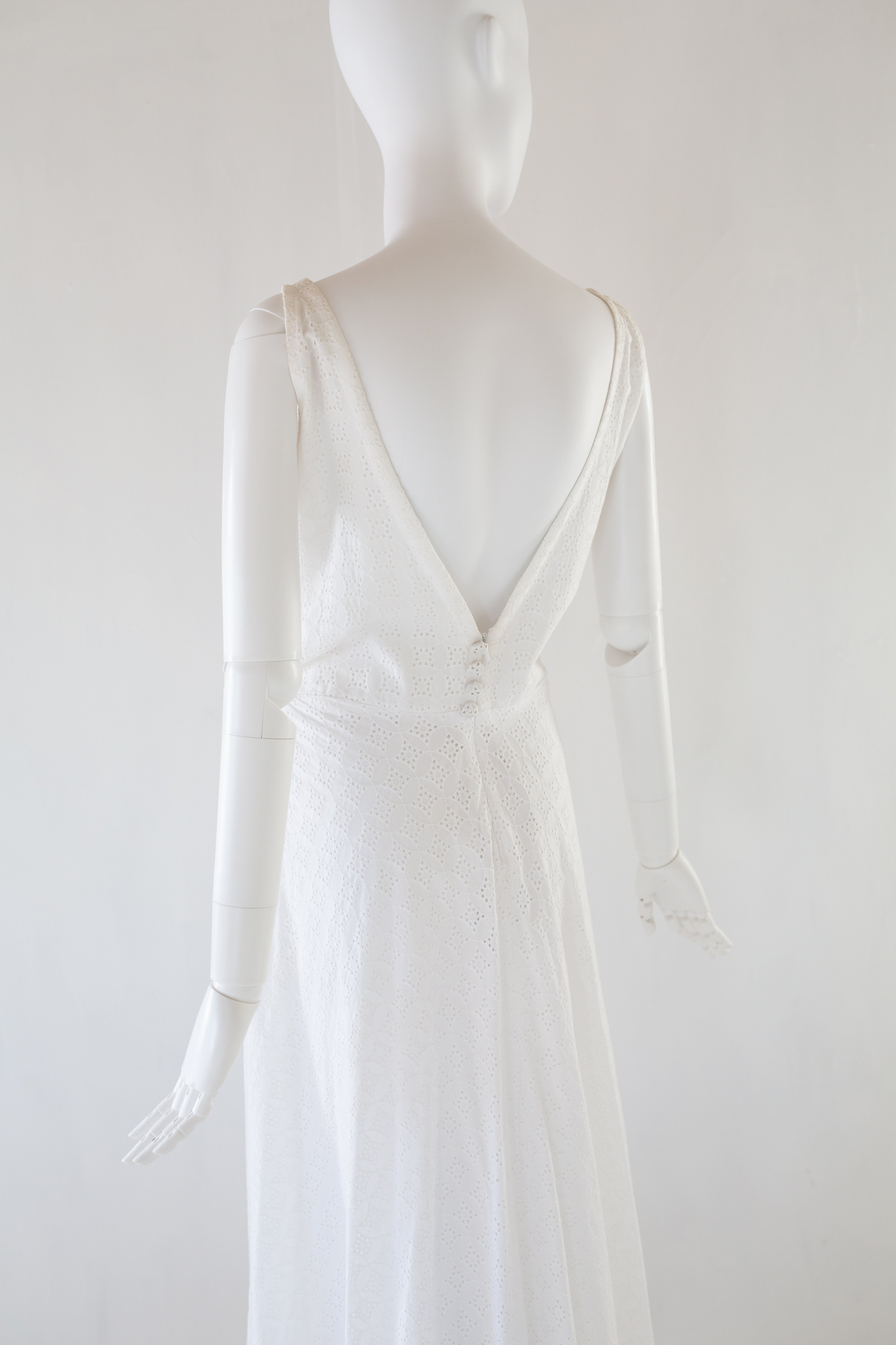 Natalia - Broderie Anglaise White Cotton Maxi Dress