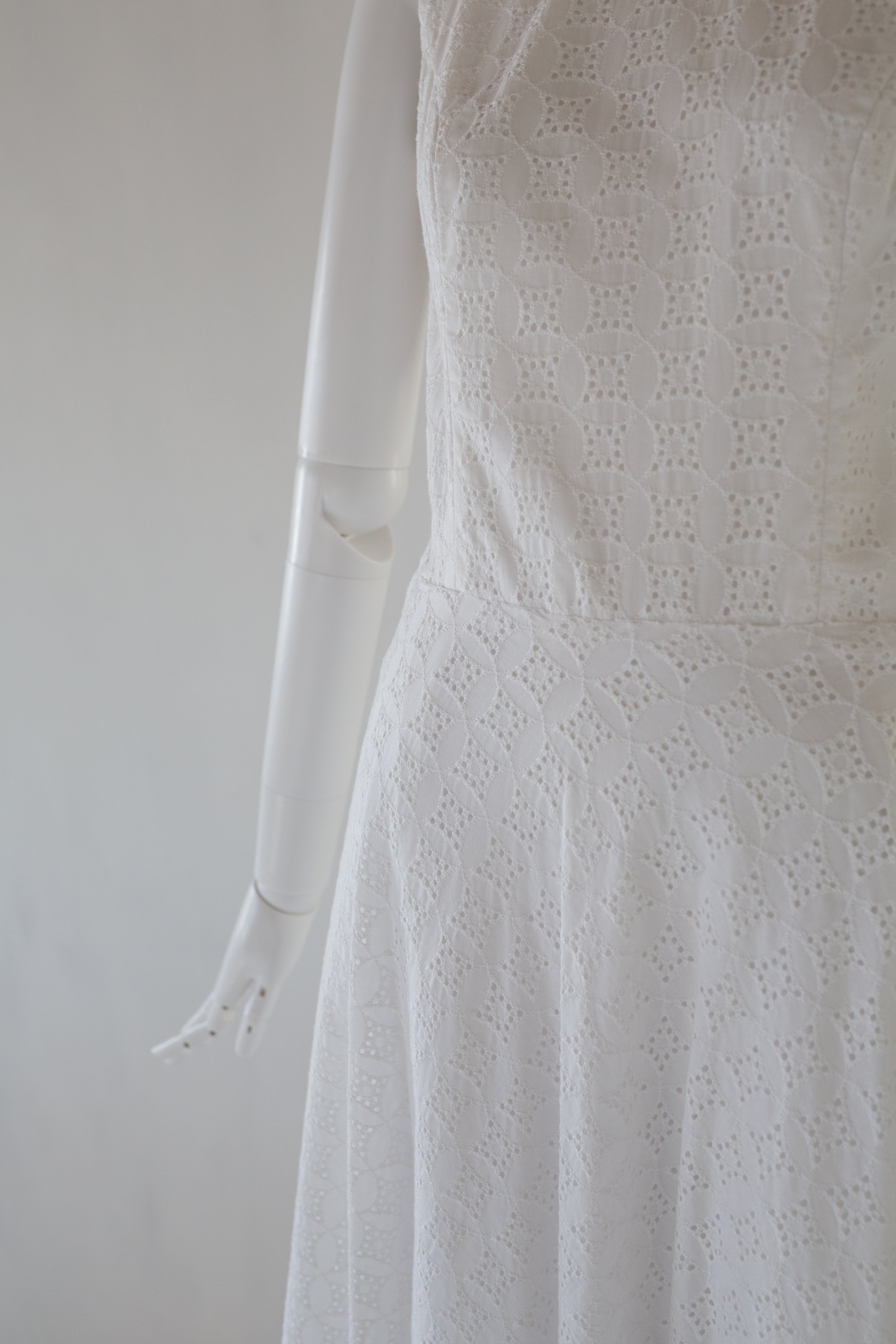 Natalia - Broderie Anglaise White Cotton Maxi Dress