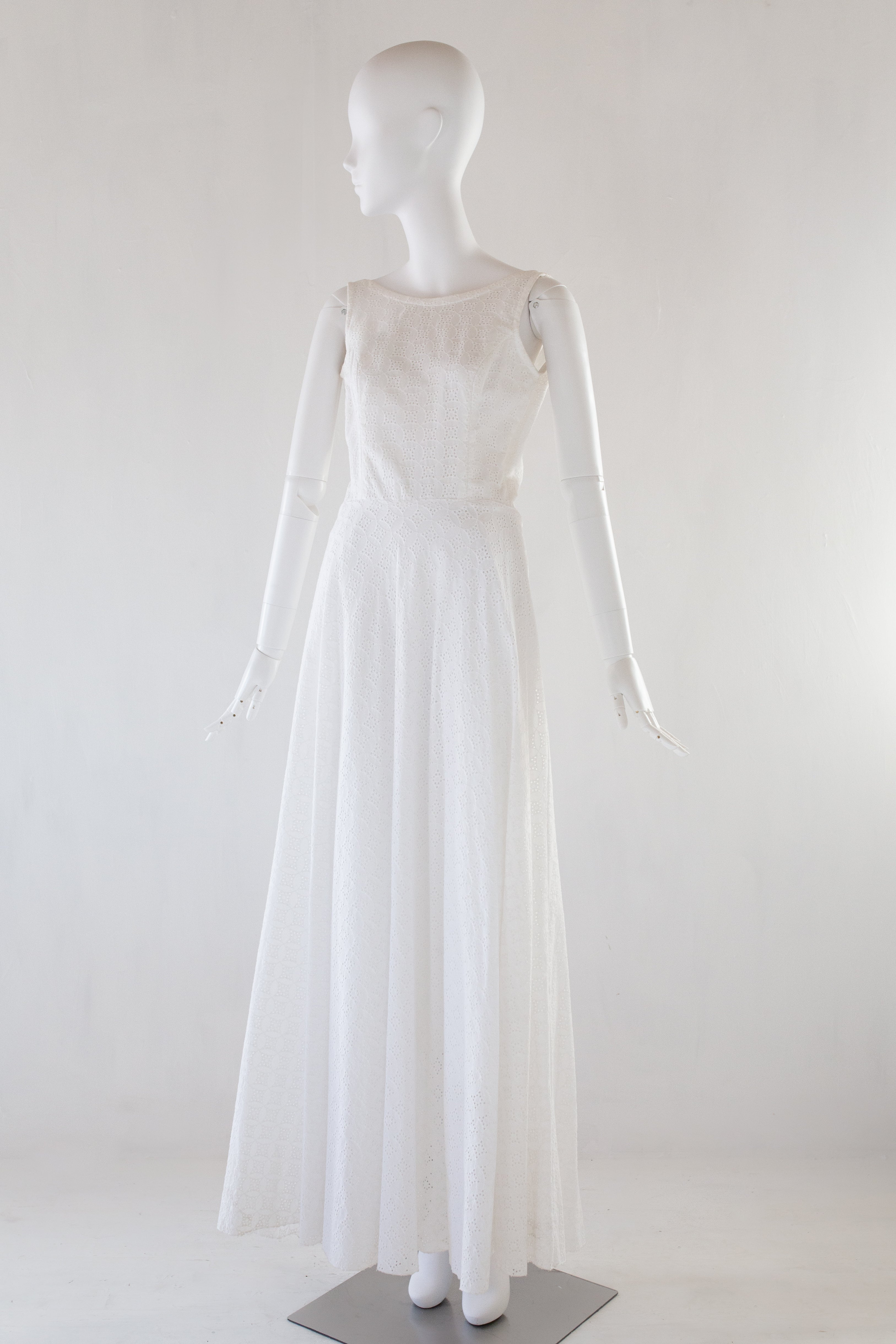 Natalia - Broderie Anglaise White Cotton Maxi Dress