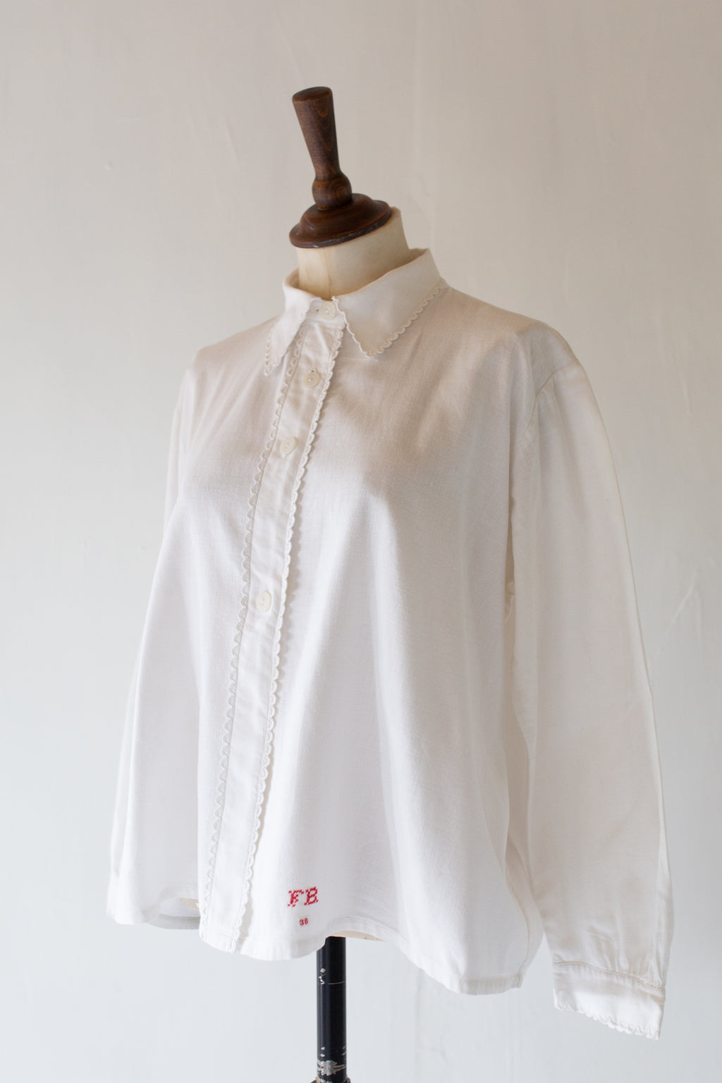Vintage 1920s Antique White French Shirt