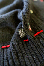 Vintage 1970s Black Rose Cardigan