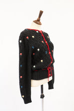 Vintage 1970s Black Rose Cardigan