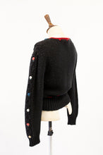 Vintage 1970s Black Rose Cardigan