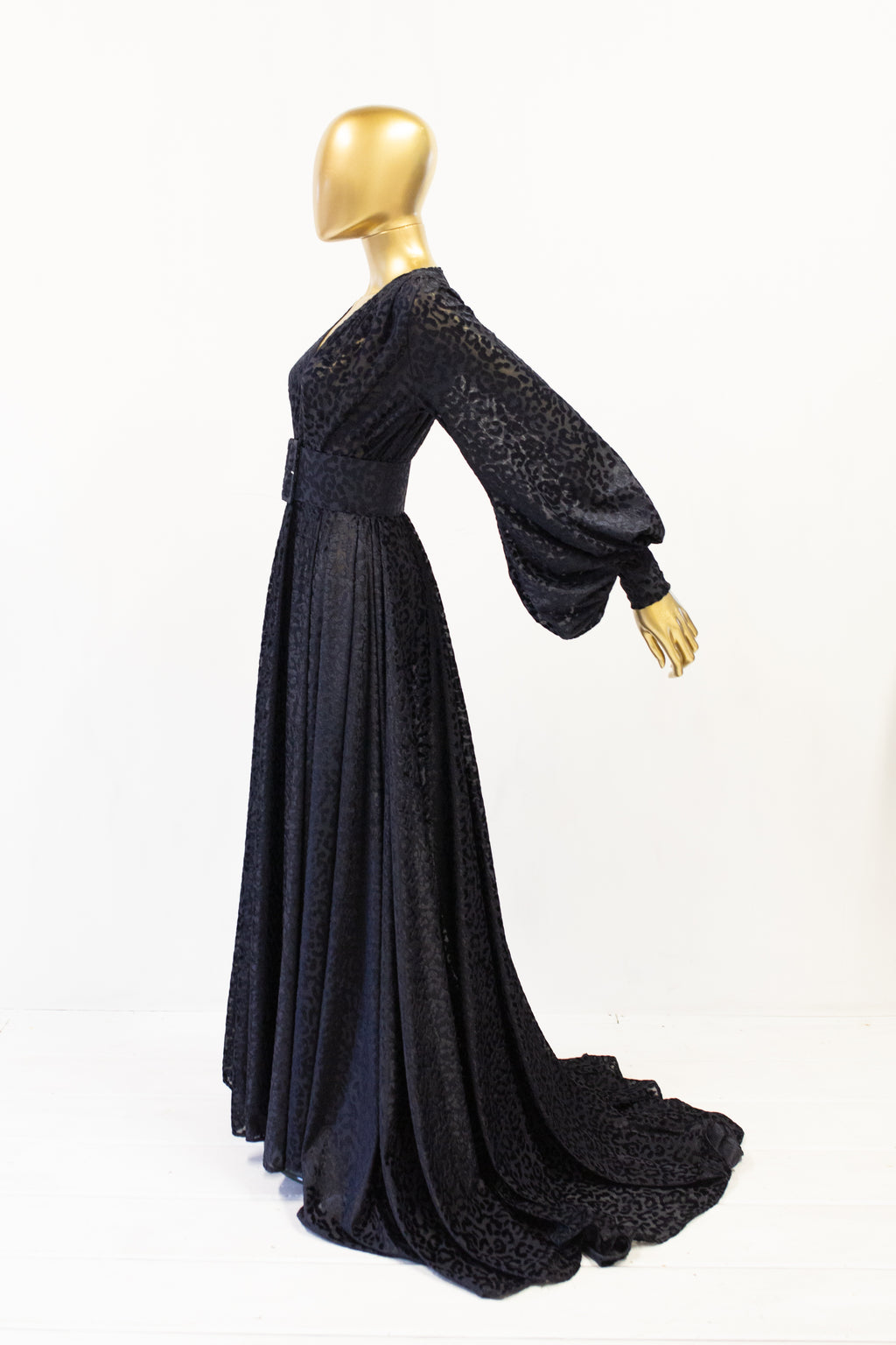 black velvet devore evening gown by alexandra king